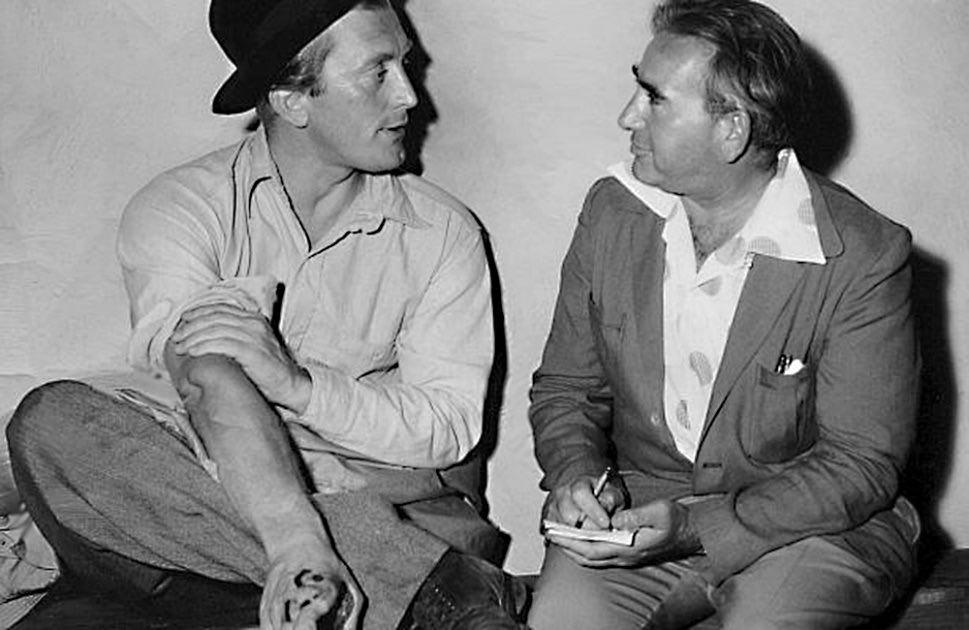 A young Kirk Douglas is seen being interviewed by journalist David Horowitz  in 1949.